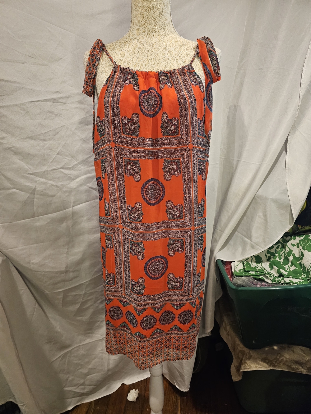 Lulu's Red Printed Tie-Shoulder Sundress. Sz XL